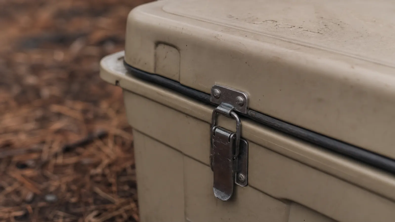 Coleman Classic cooler loaded in the back of a truck bed at a Colorado trailhead with mountains in the background